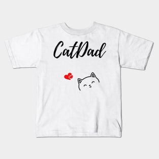 Catdad design with cute cat and hearts Kids T-Shirt